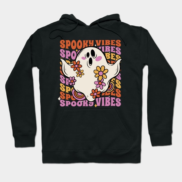 Vintage Spooky Vibes // Cute Groovy Ghost Halloween Hoodie by SLAG_Creative